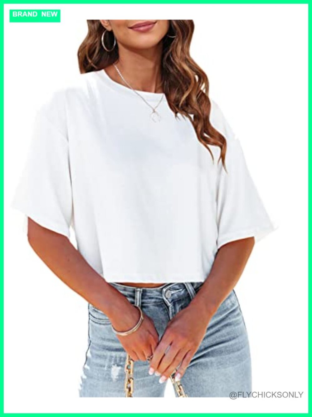 Womens Crop Top Half Sleeve Casual Cropped T-Shirt Poly Cotton Elastane